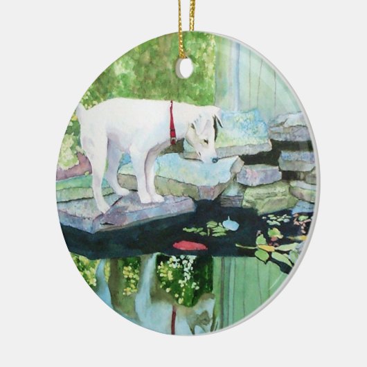 Lucy de Jack Russell Terrier Keramisch Ornament (Links)