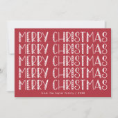 LUCY Donkerrood Schattige Fun Family Vrolijk Kerst Feestdagenkaart (Voorkant)