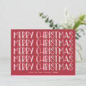 LUCY Donkerrood Schattige Fun Family Vrolijk Kerst Feestdagenkaart (Staand voorkant)