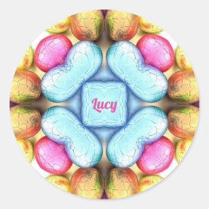 LUCY EASTER - WAUW! eieren voor paasgeven ~ Ronde Sticker