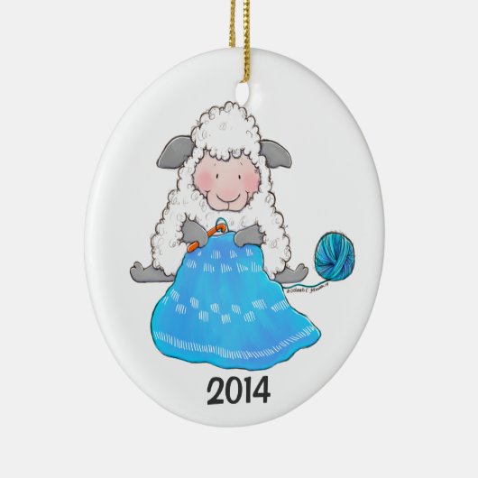 Lucy Ewe Crochets-kerstversiering Keramisch Ornament (Rechts)