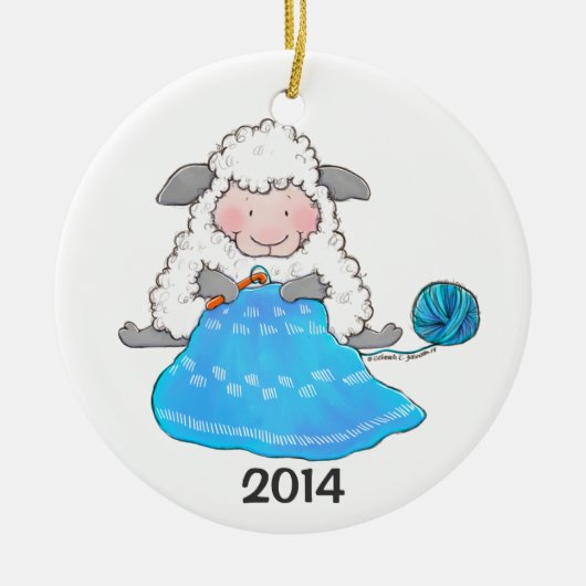 Lucy Ewe Crochets-kerstversiering Keramisch Ornament (Voorkant)