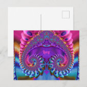 LUCY ~ Glanzend Briefkaart 3D Roze Blauw Paarse Za (Voorkant / Achterkant)