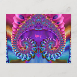 LUCY ~ Glanzend Briefkaart 3D Roze Blauw Paarse Za