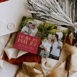 LUCY Gold Folie Fun Familiefoto Grappige Kerst Feestdagenkaart