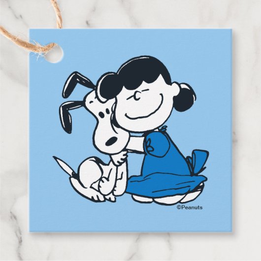 Lucy Hugging Snoopy Bedankjes Labels (Voorkant)