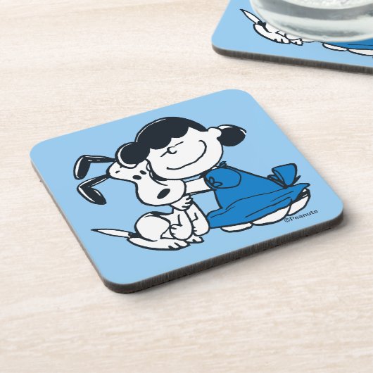 Lucy Hugging Snoopy Bier Onderzetter (Linkerzijde)