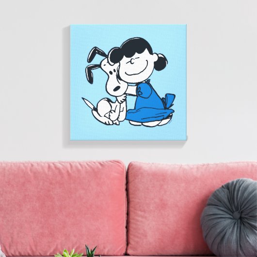 Lucy Hugging Snoopy Canvas Afdruk (Insitu (Woonkamer))