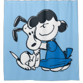 Lucy Hugging Snoopy Douchegordijn (Voorkant)