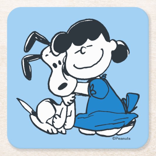 Lucy Hugging Snoopy Kartonnen Onderzetters (Voorkant)