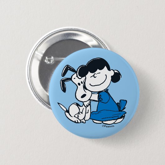 Lucy Hugging Snoopy Ronde Button 5,7 Cm (Voorkant /achterkant)