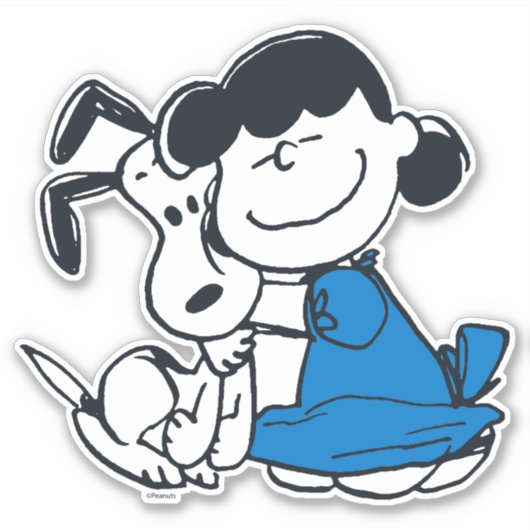 Lucy Hugging Snoopy Sticker (Voorkant)