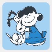 Lucy Hugging Snoopy Vierkante Sticker (Voorkant)