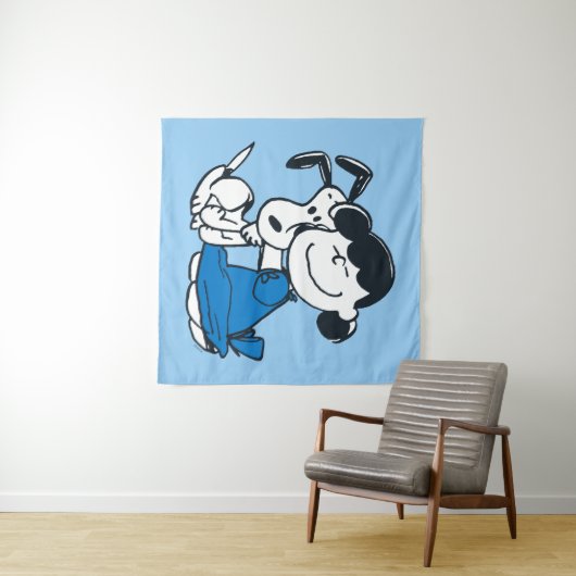 Lucy Hugging Snoopy Wandkleed (In Situ (horizontaal))