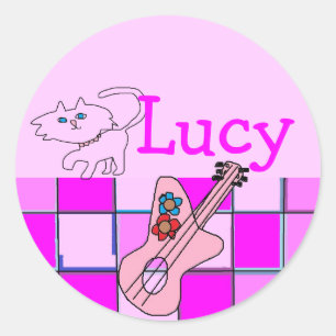 Lucy kitten gitaar stickers