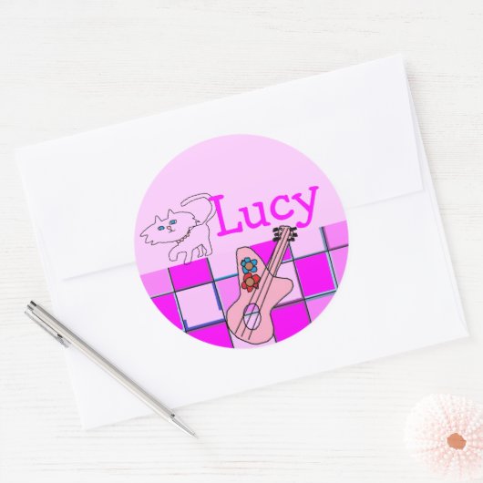 Lucy kitten gitaar stickers (Envelop)