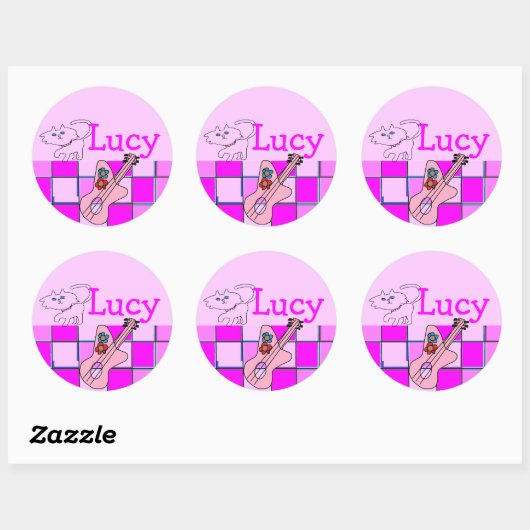 Lucy kitten gitaar stickers (Vel)