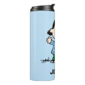 Lucy met wapenbreed | Jouw namen toevoegen Thermosbeker (Gedraaid links)