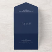 Lucy Navy Blue Classic Elegant Bruiloft All In One Uitnodiging (Buitenkant)