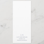 Lucy Navy Blue Classic Elegant Bruiloft Menu (Achterkant)