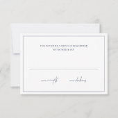 Lucy Navy Blue Classic Elegant Bruiloft RSVP Kaartje (Voorkant)