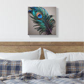 Lucy Peacock Feather Canvas Afdrukken (Insitu (Slaapkamer))
