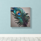 Lucy Peacock Feather Canvas Afdrukken (Insitu (Houten vloer))