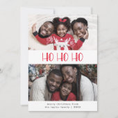 LUCY Red Fun Kind Family Ho Ho Ho 2 Foto Kerstmis Feestdagenkaart (Voorkant)