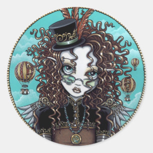 "Lucy" Steam Punk luchtballon Fairy Art Sticker