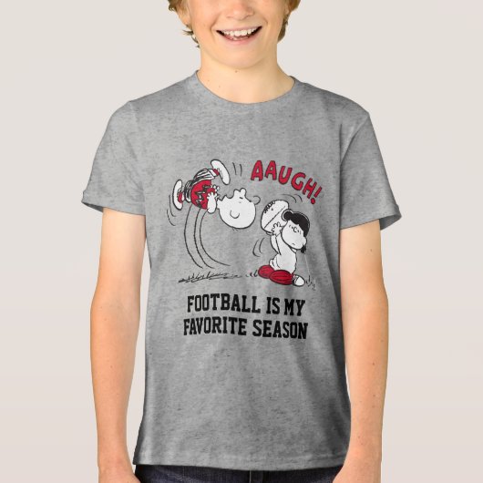 Lucy trekt weg Football van Charlie Brown Tri-Blend Shirt (Voorkant)