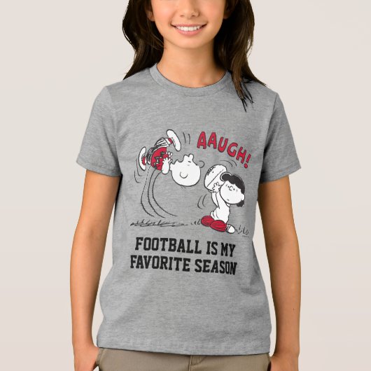 Lucy trekt weg Football van Charlie Brown Tri-Blend Shirt (Voorkant)