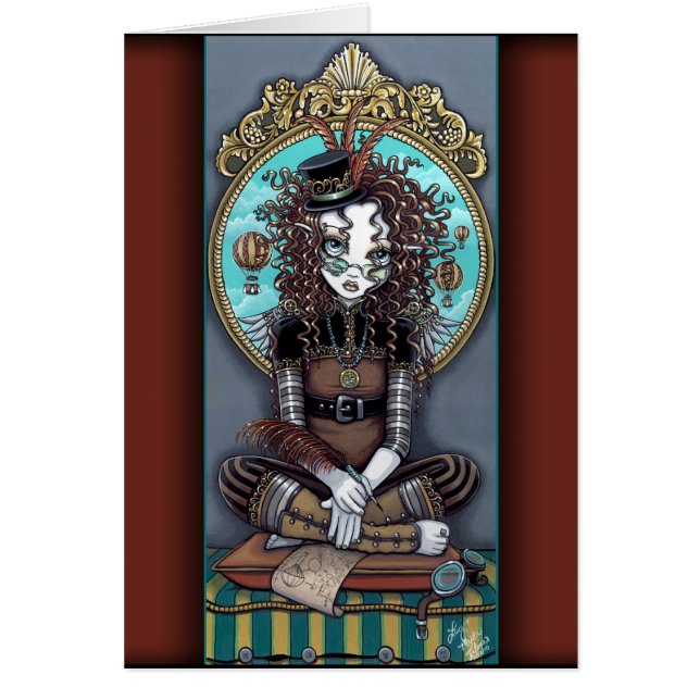 "Lucy" Victoriaans Steampunk Fairy Card (Voorkant)