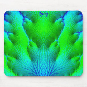 LUCY ~ Zany Hete tinten van groen en blauw fractal Muismat