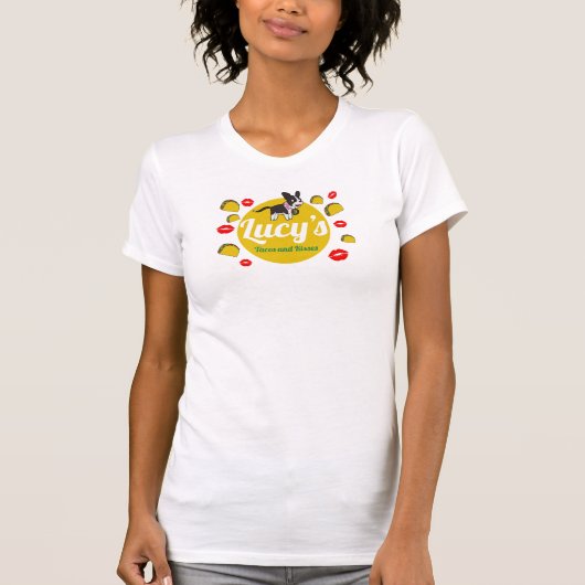 Lucy's Tacos en Kisses T-shirt - Vrouwen (Voorkant)