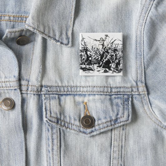 Luddite Rioters Vierkante Button 5,1 Cm (In situ)