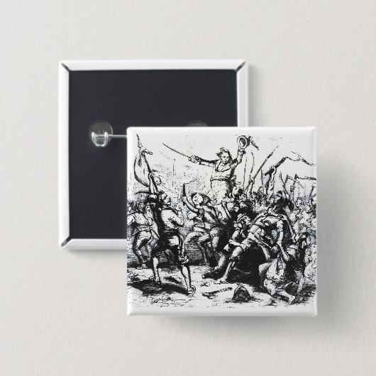 Luddite Rioters Vierkante Button 5,1 Cm (Voorkant /achterkant)