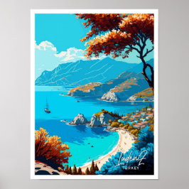 Ludeniz Turkije Reizen  Illustratie Poster