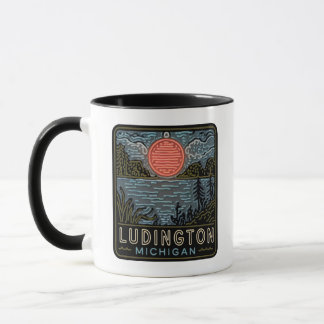 Ludington Michigan Neon Sign Cup Coffee Mok