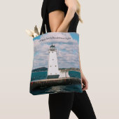 Ludington North Breakwater Light over de canvas ta Tote Bag (Dichtbij)