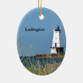 Ludington Pierhead Light Keramisch Ornament (Achterkant)