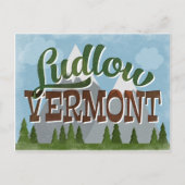Ludlow Vermont Fun Retro Snowy Mountains Briefkaart (Voorkant)