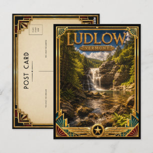Ludlow Vermont Vintage Art Deco Gouden Tijdperk Briefkaart