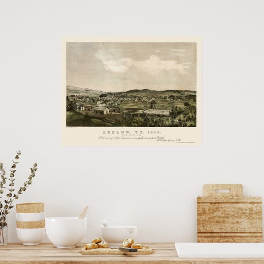 Ludlow, VT Panorama Map - 1859 Poster (Keuken)