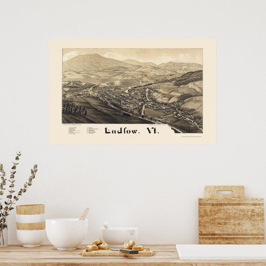 Ludlow, VT Panorama Map - 1885 Poster (Keuken)