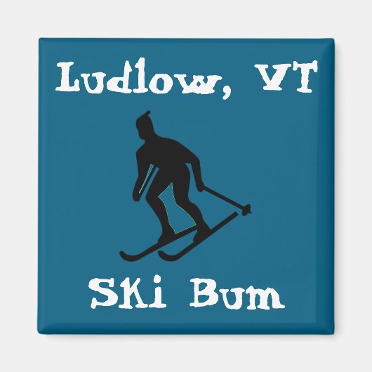 Ludlow, VT Vermont Ski Bum (Green Mountain Skiën) Magneet (Voorkant)