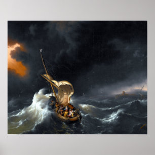Ludolf Backhuysen Christus in het Storm op het Zee Poster