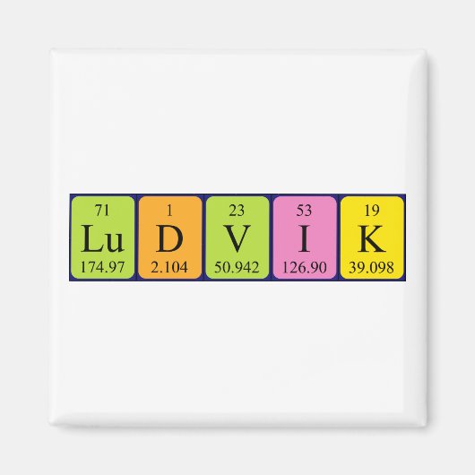 Ludvik periodieke tabelnaam magnet (Voorkant)