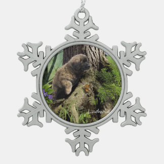 Ludwig de Leonberger Puppy kerstversiering Tin Sneeuwvlok Ornament