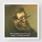 Ludwig Feurbach & Atheïst Quote Wall klok (Voorkant)