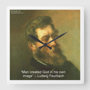 Ludwig Feurbach & Atheïstische Quote Wandklok